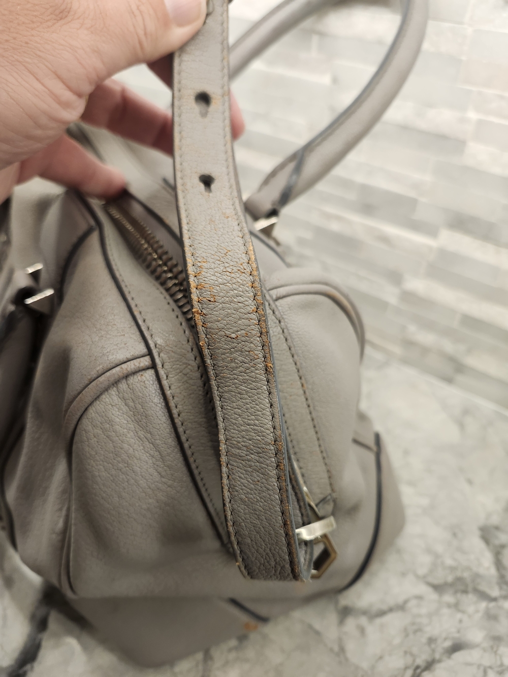 Givenchy Medium Pandora Pure Flap Bag Taupe Grey Leather Authentic - Picture 9 of 16